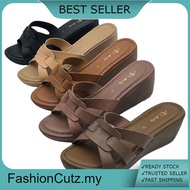 Fashion Cutz Women Cross Style Wedges Heel Women Shoes Kasut Perempuan Kasut Tinggi Perempuan Kasut 