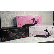 Genuine Inplay STX540 Combo 4in1 Keyboard + Mouse + Headset + Extended Mouse pad (PINK/WHITE/black)