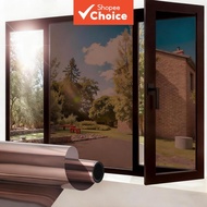 Static Cling,UV Block,Reflective Style Tea Color One Way Window Film Privacy Tint For Home Office Gl