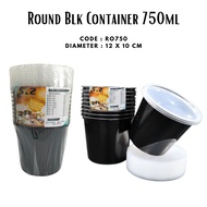 [ON HAND] ROUND BLACK CONTAINER 750ml x10 / Round Black Food Storage / Disposable / Tupperware