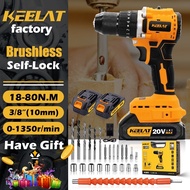 keelat Brushless Cordless Drill Screwdriver Electric Drill Set Mode Lithium Battery Hand Tool Power Compact Driver Tools