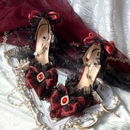 Floral Gothic High Heel Shoes - Perfect for Weddings