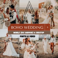 9 Boho Wedding Lightroom Preset &amp; LUTs Video Filter (IOS/Android) Mobile and Dekstop