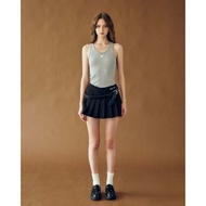 ELEVEN - Number Eleven Embroidered Pleated Skirt | Black