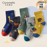 caramella秋冬新品兒童襪子卡通童襪中筒襪棉襪寶寶襪子5雙裝