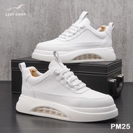 Product PM25 full white leather shoes with elegant air cushion, compact form, increases height by 6 
