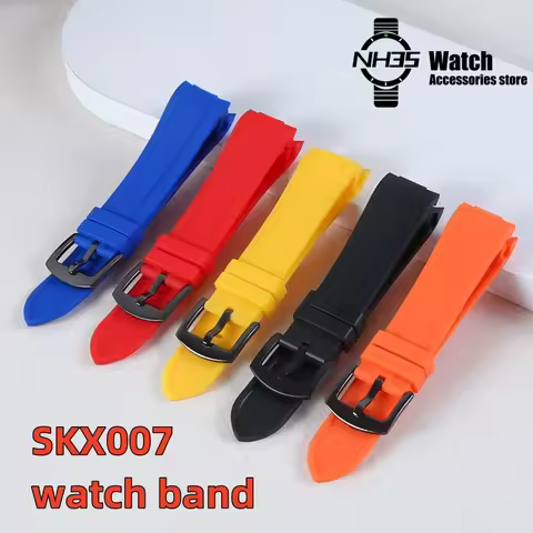 22mm Soft Rubber Watch Band For Seiko SKX007 SKX009 Curved End Strap Silicone Bracelet Orange Black 