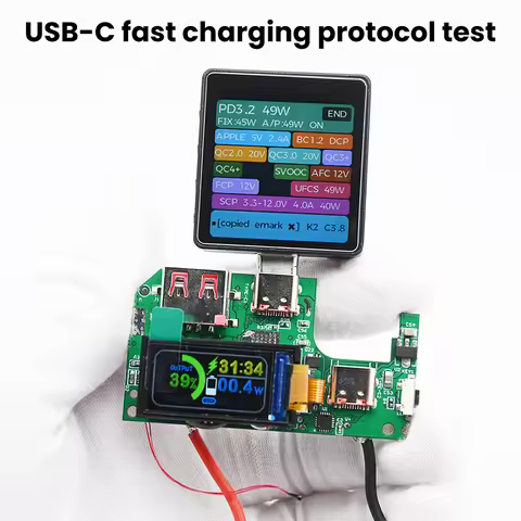 PD 45W/65W Fast Charging Module 2S 3S Battery Quick Charger Tester Protection Board Digital Display 