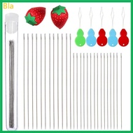 Bla 47 Pcs Bead Needle Set Long Straight Bead Thread  Needle with Sewing  Holder Pin Cushion for Bea