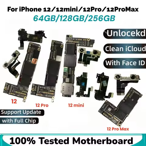 Tested Authentic Motherboard For iPhone 12 Pro Max 12 mini Unlocked Mainboard With Face ID 128g/256g