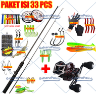 Set Joran Pancing dan Reel PancingJoran Pancing Kombo 2 Buah dengan Gulungan Pancing Baitcasting 18