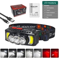 2000000LM Rechargeable LED Headlamp with Built in Battery Hiking 7 Modes Red Night Vision Head Torch
