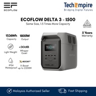 EcoFlow DELTA 3 1500 Portable Power Station | 1800W (Surge 3600W) | 1536Wh | Fast Charging