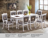 [READY STOCK IN LOCAL MY AS OF JUNE 2022] 1+8 Seater Solid Wood White Dining Set Kayu High Quality W