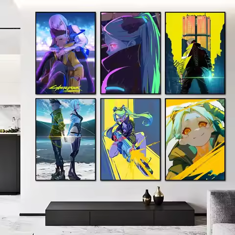 1pc Anime Cyberpunk Edgerunners Poster Self-adhesive Art Waterproof Paper Sticker Coffee House Bar R
