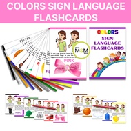 COLORS Sign Language Laminated Flashcards, ALS Sign Language Flashcards, Educational Cards