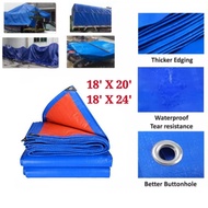 PE Tarpaulin High Quality Waterproof Canvas (Blue Orange Color) 18 x 20 & 18 x 24