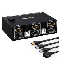 Dual Monitor KVM Switch 4K@60Hz, HDMI+Displayport KVM Switch for 2 Computer Share 2 Monitor and 4 US