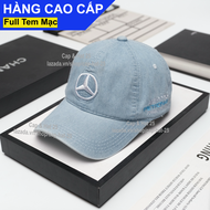 [A8]Mũ Lưỡi Trai Nón Kết Thêu Logo Mercedes Vải Jean Cotton Mềm Màu Xanh Nhạt Form Đứng Thời Trang C