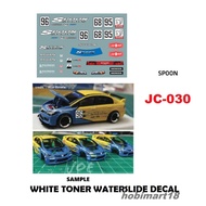 JC030 - SPOON Hotwheels 1:64 diecast custom white toner waterslide decals