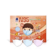 藍鷹牌 N95立體型2-6歲幼童醫用口罩 藍天-白雲-粉嫩 50片x1盒