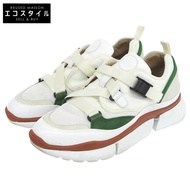 Chloe SONNIE low- top sneakers, women's shoes, white/green, size 39 (used).