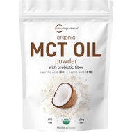Micro Ingredients Organic MCT Oil Powder with Prebiotic Fiber,1 LB Fast Fuel for Body Brain, C8  Cof