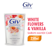 Giv Beauty Sabun Mandi Cair White Flowers & Vanilla Pouch 250ml