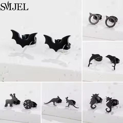 Stainless Steel Bat Stud Earrings For Women Men Punk Funny Dolphin Seahorse Animal Earings Australia