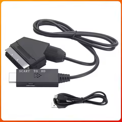 1m Audio Video Adapter Scart To HDMI-compatible 1080P Video Audio Converter DC 5V Micro USB Cable Ac