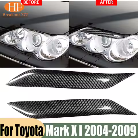 For Toyota Mark X I Carbon Fiber Headlight Eyebrow Eyelid Cover Trim 2004-2009