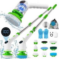 Electric Spin Scrubber, 9 in 1 Cordless Cleaning Brush with Type C USB Port, Charger, 2 Gloves, 3 Ad