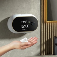 Touchless Automatic Foam Soap Dispenser Time Temperature Display USB Charging Waterproof Auto Induct