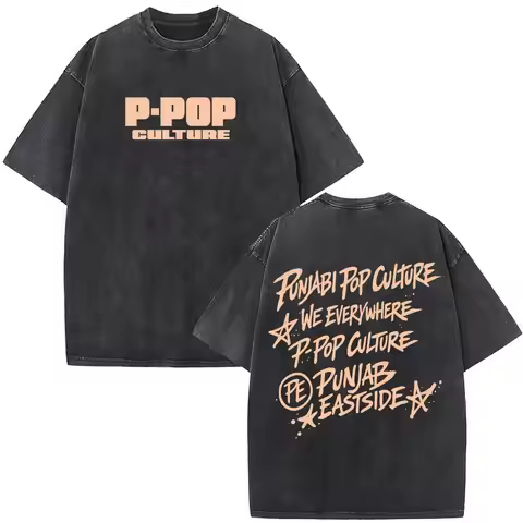 Rapper Karan Aujla Tour Graphic Vintage Washed Tees Men Women Fashion Hip-hop T Shirts Loose Casual 