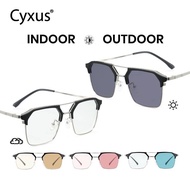 Cyxus Cermin Mata Photochromic Sunglasses Anti Blue Light Glasses Metal Frame Women Men Lens 8249