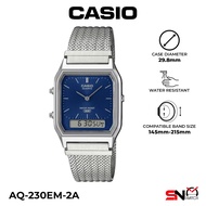 Casio AQ-230 Series AQ-230EM-2A AQ-230EM-7A Stainless Steel Mesh Band Unisex Watch