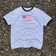 T-SHIRT / RINGER TEE USA FLAG BY ANVIL 00s