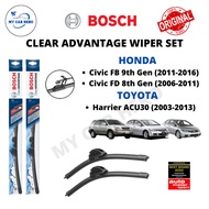 BOSCH Clear Advantage U Hook Wiper Set Honda Civic FD FB (2006-2016) / Toyota Harrier ACU30 (2003-20
