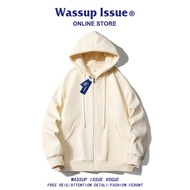 WASSUP ISSUE | แจ็คเก็ตแบบมีหมวกซิปหน้าสำหรับผู้ชาย