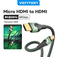 Vention Mini Micro HDMI to HDMI 2.1 Cable Thin 8K 60Hz 4K 240Hz 48Gbps High Speed HDMI Cable for Lap