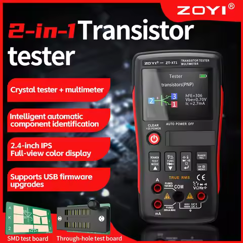 ZOYI ZT-XT1 2-in-1 Smart Transistor Tester Multimeter High Precision Digital Display Identify Electr