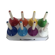 8PCS Colorful Handbells Set 8 Notes Diatonic Metal Hand Bells