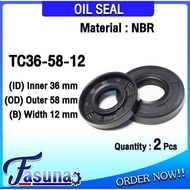 Oil Seal TC36-58-12 Rubber TC (NBR) Inner Hole 36 Outer Diameter 58 Thickness 12 Mm TC36x58x12 Mm.