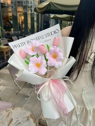 Bó hoa tulip 11 bông 20 bông mẫu thiết kế riêng - Hoa tulip hàng đẹp như thật- Hoa tulip đủ combo-Q