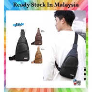 B&L Men's Casual Leather 2 Zipper Chest Crossbody Bag SSK588