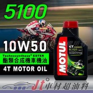 Jt車材 台南店 - MOTUL 5100 10W50 10W-50 4T 酯類合成機油 機車專用 法國原裝