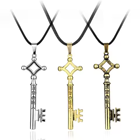 Attack On Titan Necklace Eren Key Shingeki No Kyojin Pendant Fashion Vintage Retro Anime Jewelry For