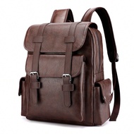 14.7Inch Laptop Backpack Large Capacity Rucksack Teenagers Boys Men Pu Leather Backpack S Male Schoo