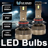 1 Pair VLAND LED BUlbs 9005/9006/9012/H1/H4H7/H11 LED Headlight Globes Kit Hi/Low Beams 7000LM 6500K