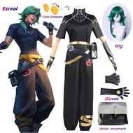 ZH【 Ready Stock】Game LOL HEARTSTEEL Ezreal Cosplay Costume LOL HEARTSTEEL GQ Ezreal Black Unisex Sui